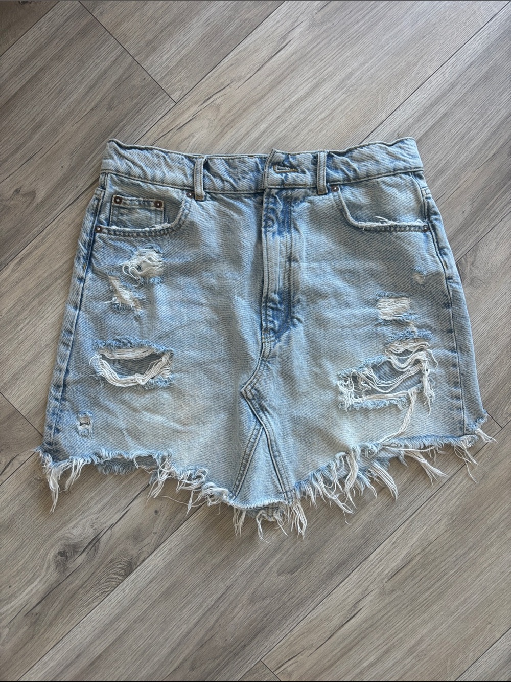 Pilcro Light Blue Denim Skirt distressed